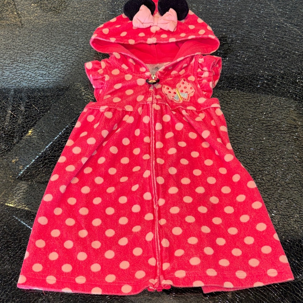 Disney Pink Polka Dot Minnie Mouse Kids Swim Coverup